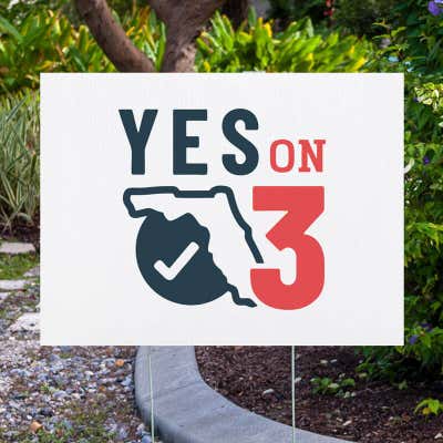 Yes on 3 Yard Sign | Vote Yes on Amendment 3 Florida - alternate view
