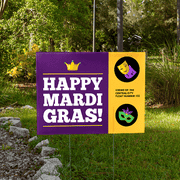 Happy Mardi Gras Social Distance Yard Sign