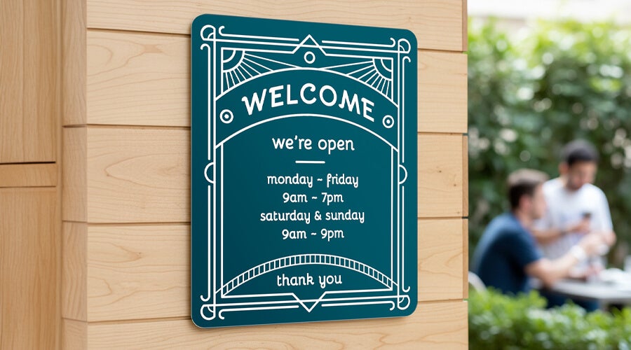 Engraved Plastic Sign With Store Hours